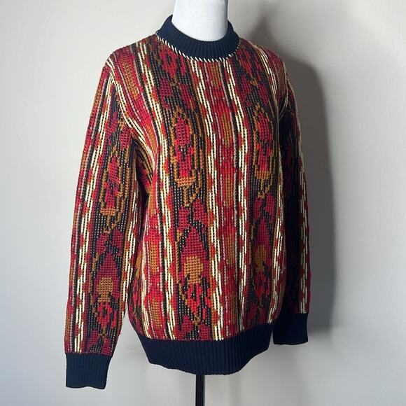 Paul Smith Red and Navy Textured Wool Crewneck Sweater - Picture 2 of 7